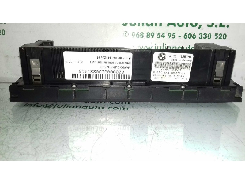 Recambio de mando climatizador para bmw serie 3 berlina (e46) 320d referencia OEM IAM 64114125794 5HB00887809 HELLA