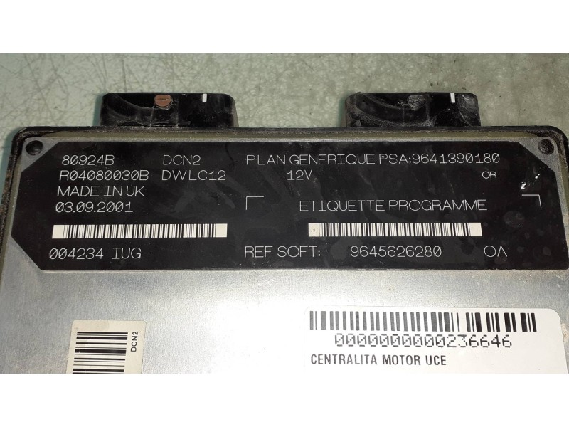 Recambio de centralita motor uce para peugeot 206 berlina xt referencia OEM IAM 9645626280 80924B 9641390180