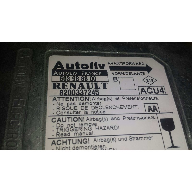 Recambio de centralita airbag para renault megane ii berlina 5p confort authentique referencia OEM IAM 603988800 8200337245 AUTO