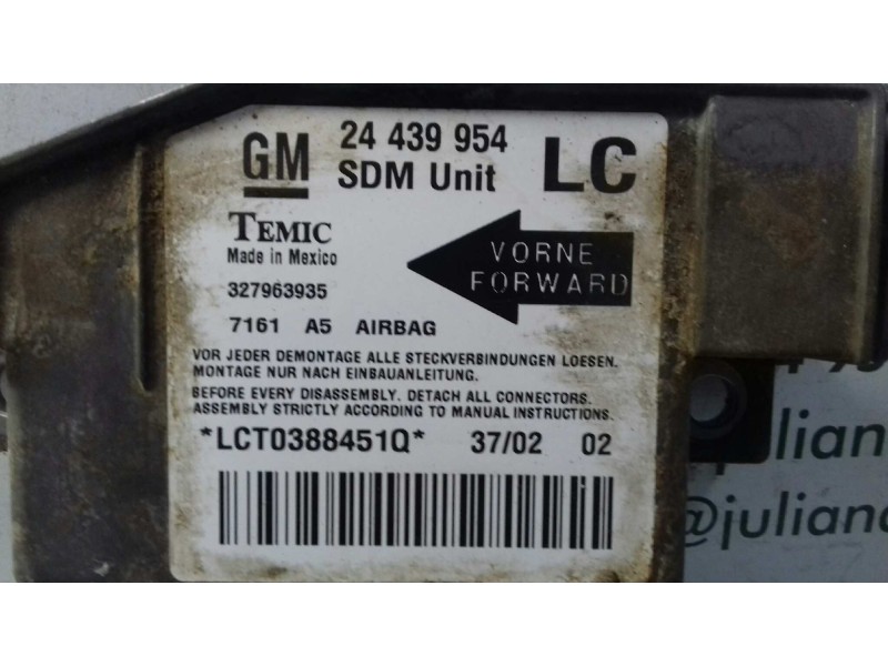 Recambio de centralita airbag para opel corsa c club referencia OEM IAM 24439954 327963935 TEMIC