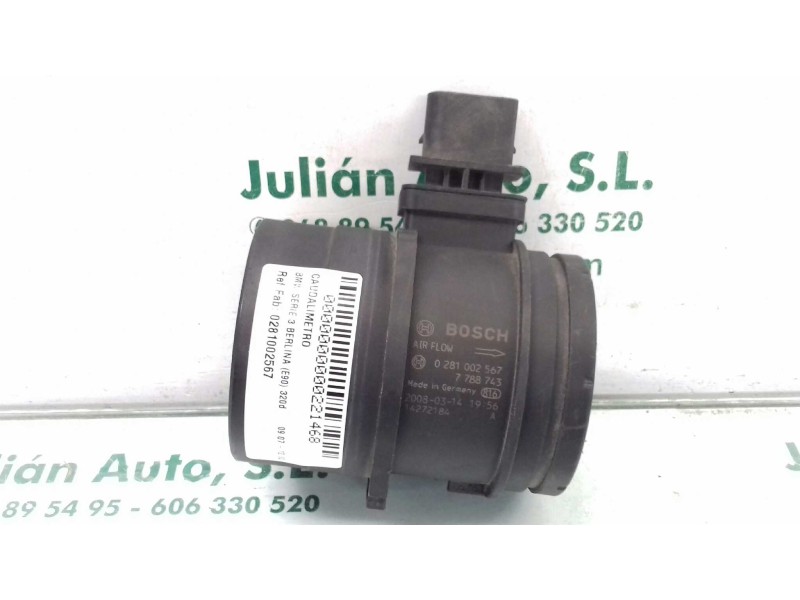 Recambio de caudalimetro para bmw serie 3 berlina (e90) 320d referencia OEM IAM 0281002567 7788743 BOSCH