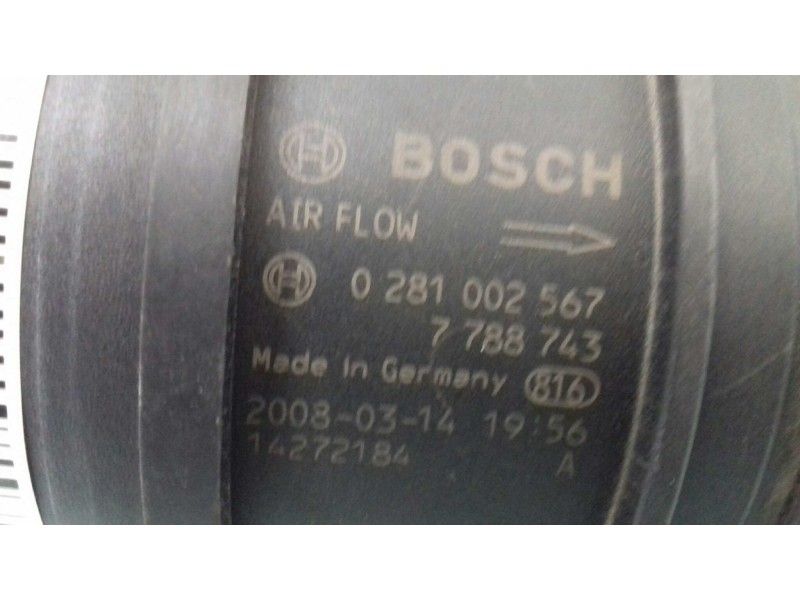 Recambio de caudalimetro para bmw serie 3 berlina (e90) 320d referencia OEM IAM 0281002567 7788743 BOSCH