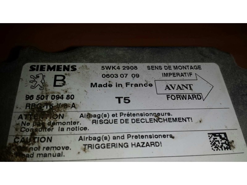 Recambio de centralita airbag para peugeot 307 (s1) xr referencia OEM IAM 9650109480 5WK42908 