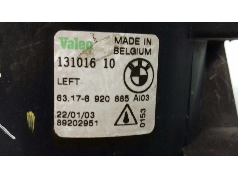 Recambio de faro antiniebla izquierdo para bmw x5 (e53) 3.0d referencia OEM IAM 13101610 63176920885 VALEO