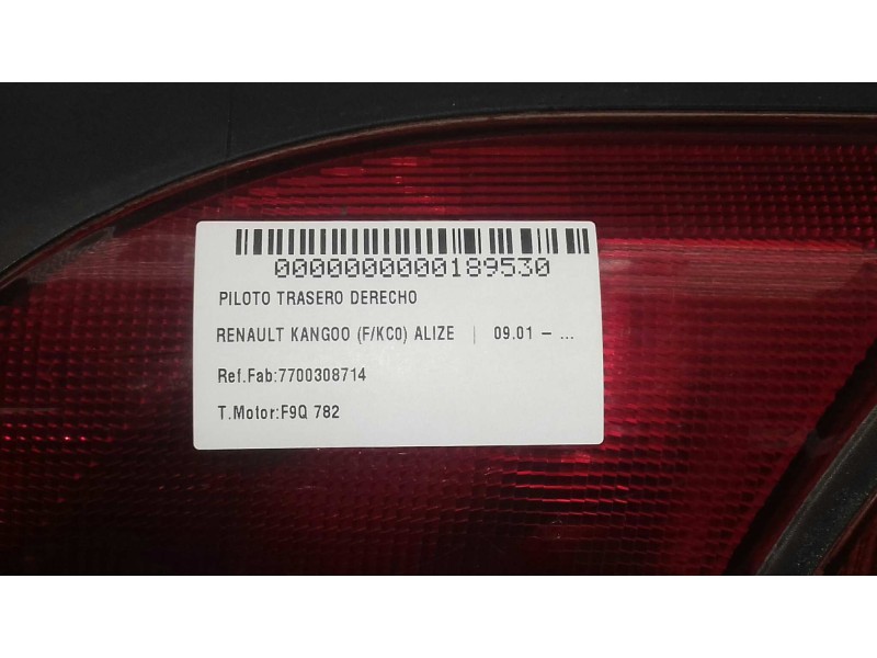 Recambio de piloto trasero derecho para renault kangoo (f/kc0) alize referencia OEM IAM 7700308714 22770222 