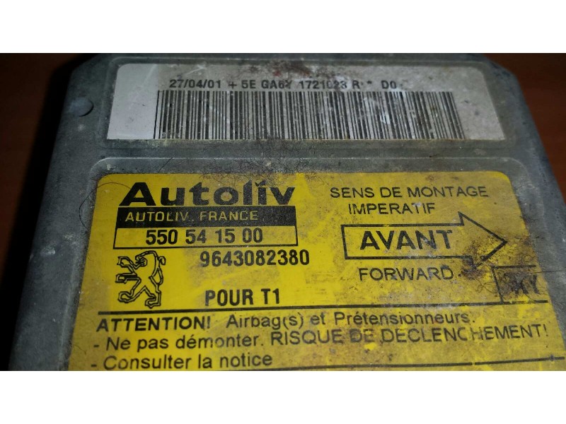 Recambio de centralita airbag para peugeot 206 berlina e-music referencia OEM IAM 550541500 9643082380  Recambio de centralita airbag para peugeot 206 berlina e-music referencia OEM IAM 550541500 9643082380