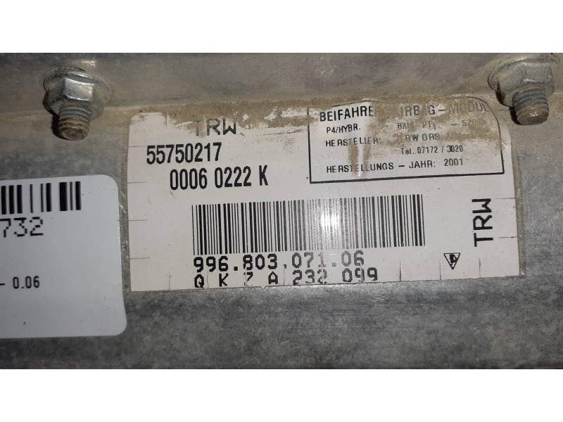 Recambio de airbag delantero derecho para porsche 911 (typ 996) referencia OEM IAM 99680307106 55750217 19MR81K46V