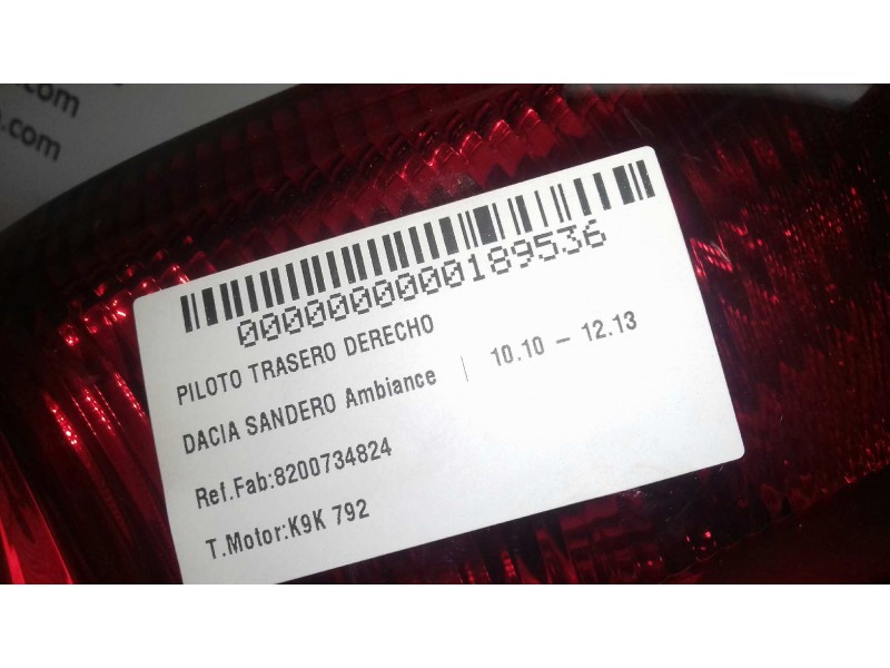 Recambio de piloto trasero derecho para dacia sandero stepway referencia OEM IAM 8200734824 62421002 ELBA