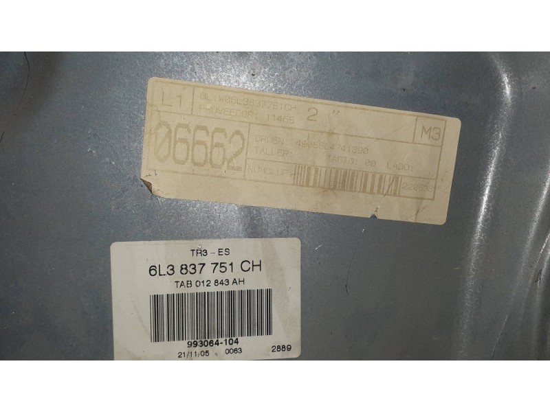 Recambio de elevalunas delantero izquierdo para seat ibiza (6l1) reference referencia OEM IAM 6L3837751CH 6L3837755T ELECTRICO