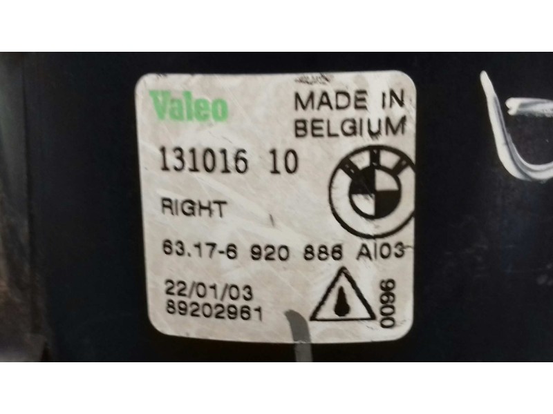 Recambio de faro antiniebla derecho para bmw x5 (e53) 3.0d referencia OEM IAM 13101610 63176920886 VALEO
