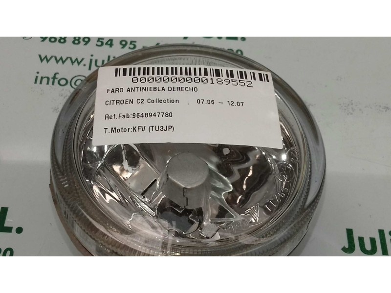 Recambio de faro antiniebla derecho para citroen c2 collection referencia OEM IAM 9648947780 1690069734 