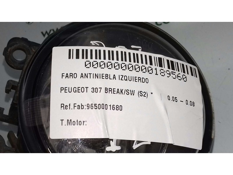 Recambio de faro antiniebla izquierdo para peugeot 307 break/sw (s2) referencia OEM IAM 9650001680 89204712 VALEO