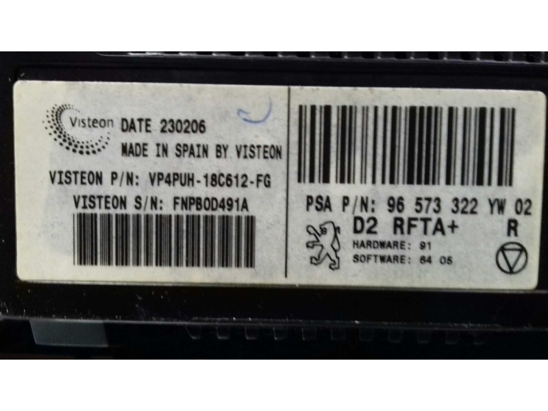 Recambio de mando climatizador para peugeot 407 st sport pack referencia OEM IAM 96573322YW VP4PUH18C612FG VISTEON