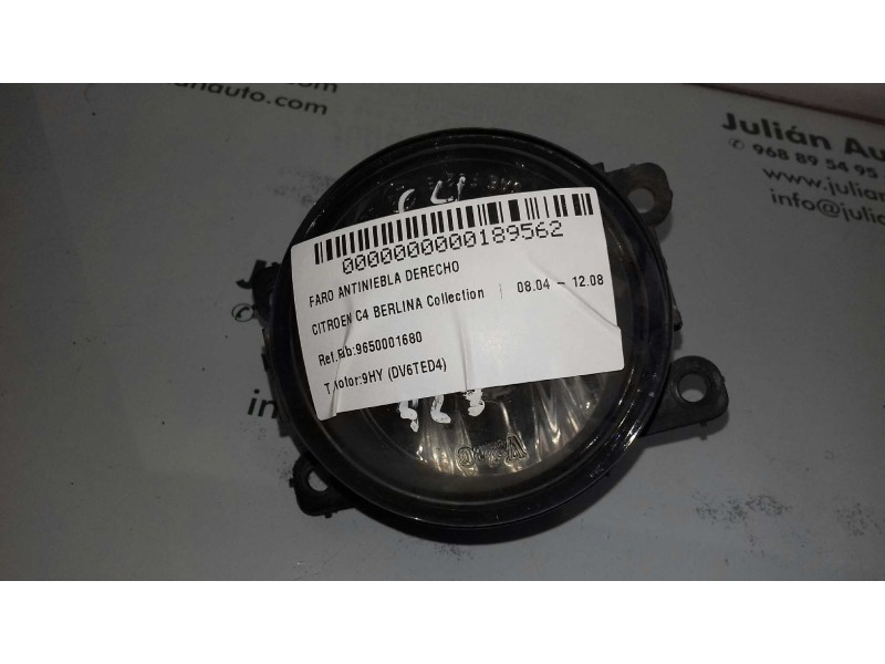 Recambio de faro antiniebla derecho para citroen c4 berlina collection referencia OEM IAM 9650001680 89203982 VALEO