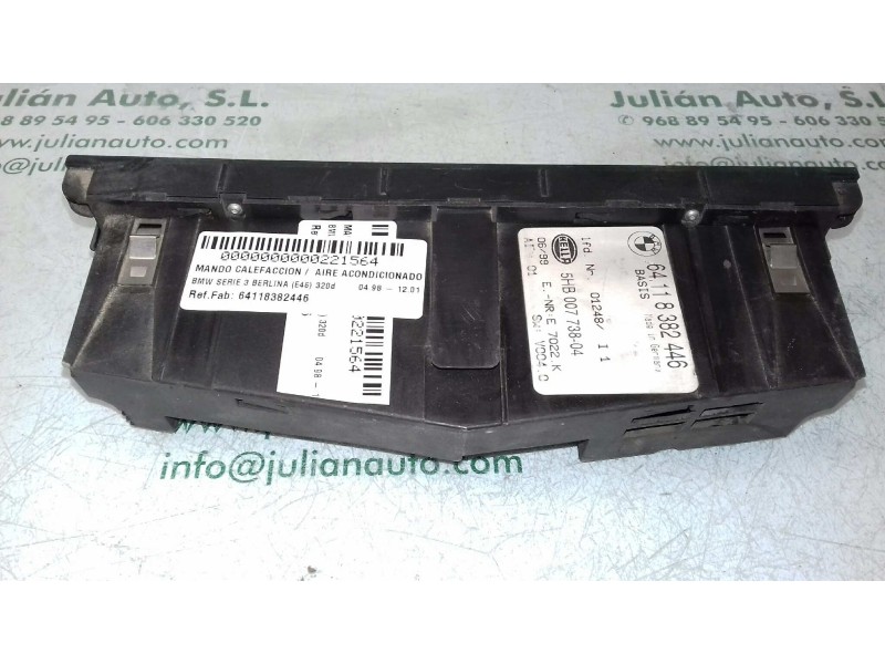 Recambio de mando climatizador para bmw serie 3 berlina (e46) 320d referencia OEM IAM 64118382446 5HB00773804 HELLA