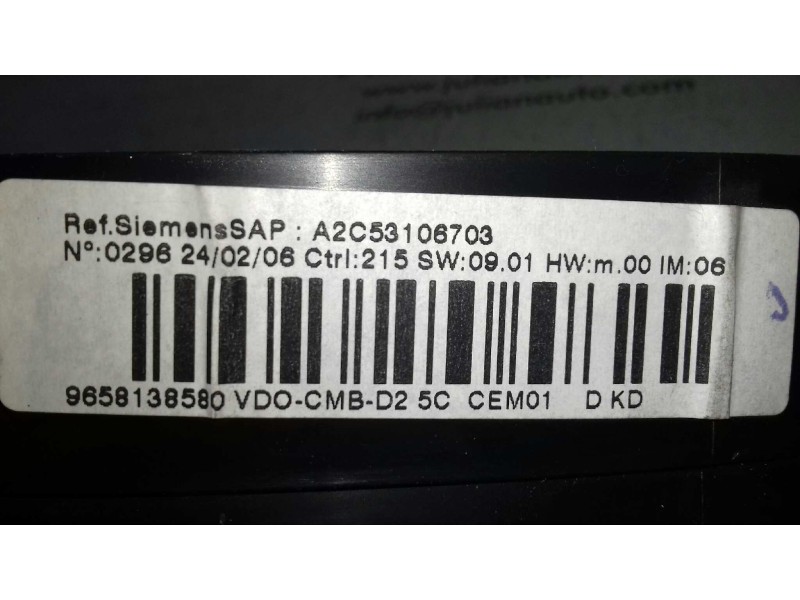 Recambio de cuadro instrumentos para peugeot 407 st sport pack referencia OEM IAM 9658138580 A2C53010609G SIEMENS VDO