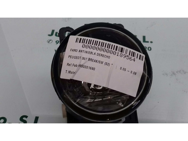 Recambio de faro antiniebla derecho para peugeot 307 break/sw (s2) referencia OEM IAM 9650001680 89204712 VALEO