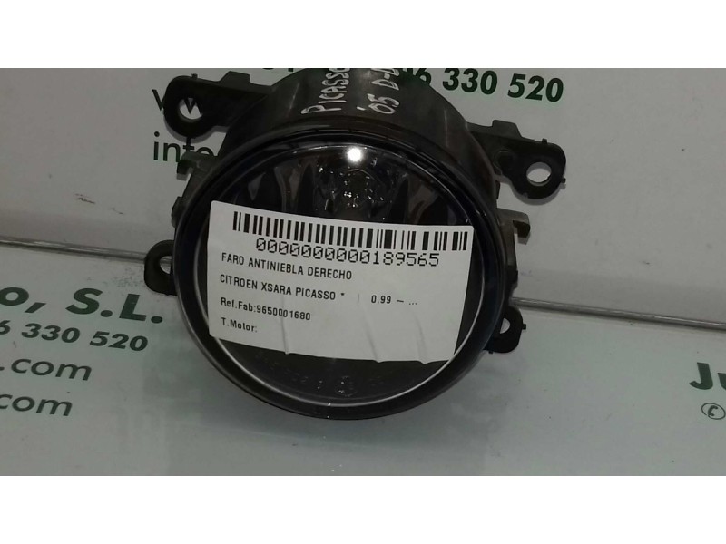 Recambio de faro antiniebla derecho para citroen xsara picasso referencia OEM IAM 9650001680 89204711 VALEO