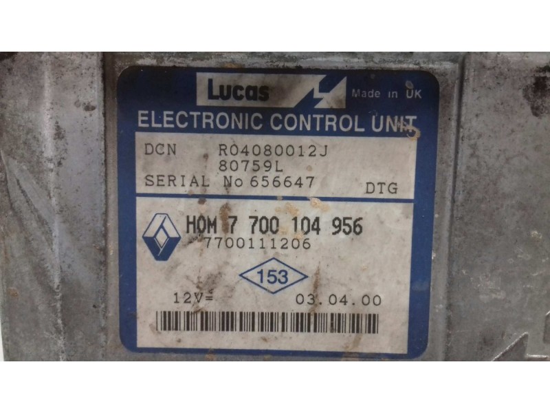 Recambio de centralita motor uce para renault kangoo (f/kc0) alize referencia OEM IAM 7700104956 7700111206 LUCAS