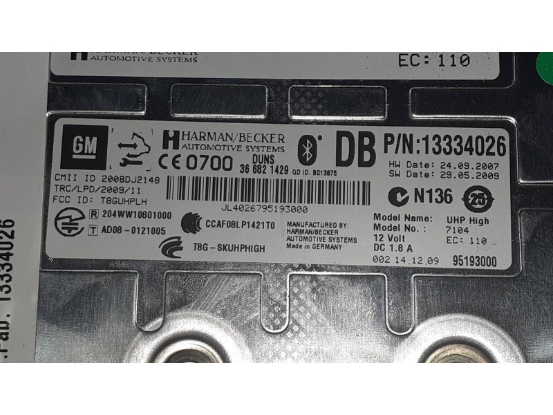 Recambio de modulo electronico para opel astra j lim. cosmo referencia OEM IAM 13334026  TELEFONO