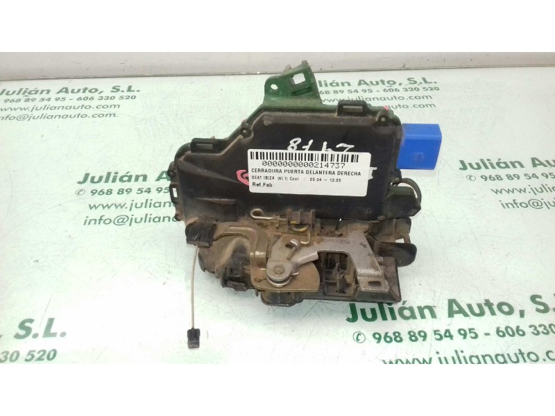 Recambio de cerradura puerta delantera derecha para seat ibiza (6l1) cool referencia OEM IAM  4+4 PINES AZUL