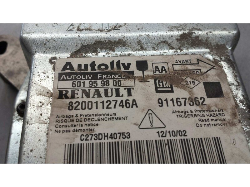 Recambio de centralita airbag para opel vivaro combi 2.7t corto referencia OEM IAM 601959800 8200112746A 