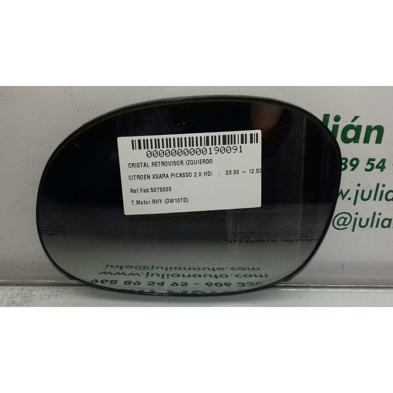 Recambio de cristal retrovisor izquierdo para citroen xsara picasso 2.0 hdi referencia OEM IAM 5075000  TERMICO