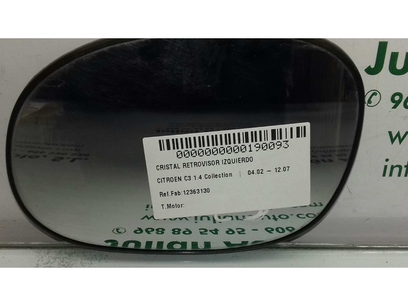 Recambio de cristal retrovisor izquierdo para citroen c3 1.4 collection referencia OEM IAM 12363130  