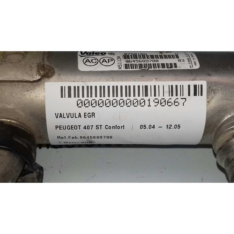 Recambio de enfriador egr para peugeot 407 st confort referencia OEM IAM 9645689780 VALEO ENFRIADOR GASES