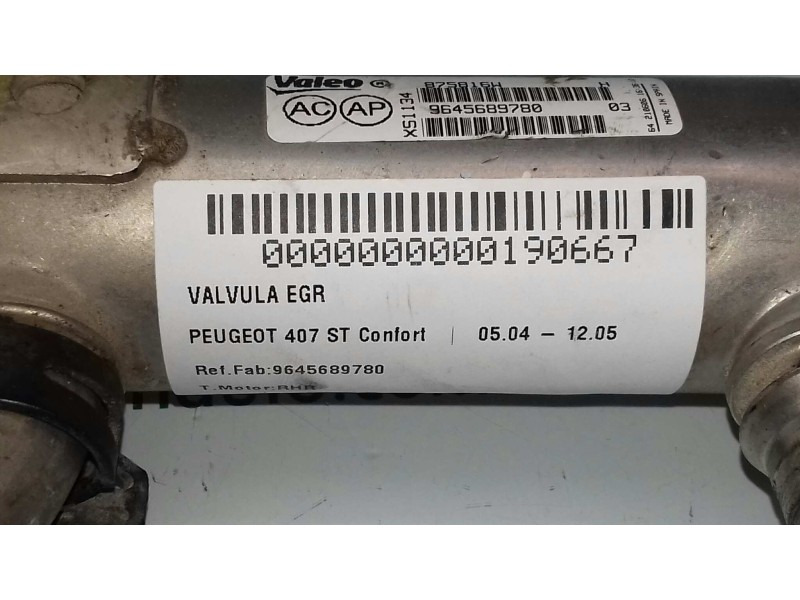 Recambio de enfriador egr para peugeot 407 st confort referencia OEM IAM 9645689780 VALEO ENFRIADOR GASES
