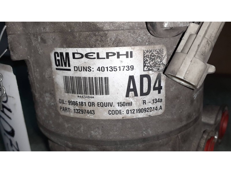 Recambio de compresor aire acondicionado para opel astra h ber. cosmo referencia OEM IAM 13297443 443AD4 DELPHI