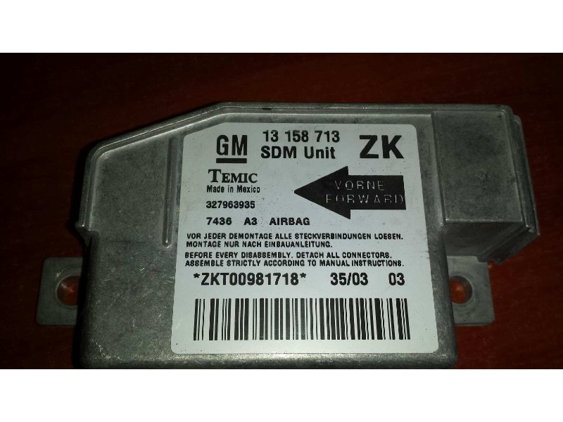 Recambio de centralita airbag para opel meriva cosmo referencia OEM IAM 13158713 327963935 