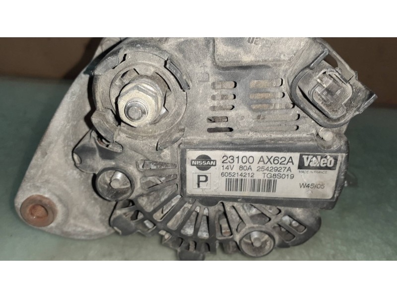 Recambio de alternador para nissan micra (k12e) 1.4 cat referencia OEM IAM 23100AX62A VALEO 80A