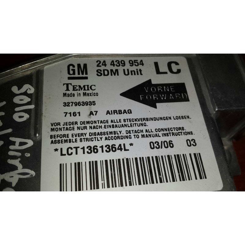 Recambio de centralita airbag para opel corsa c first referencia OEM IAM 24439954 LCT1361364L 