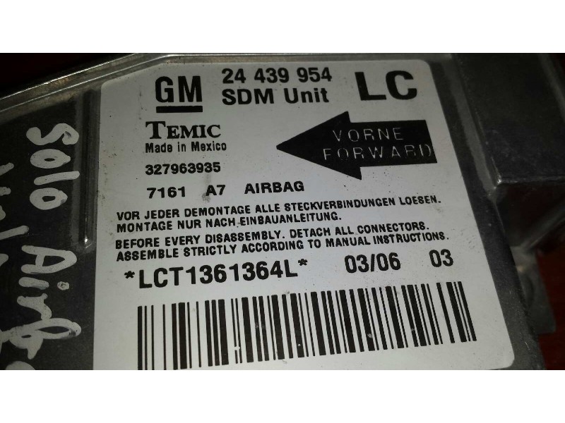 Recambio de centralita airbag para opel corsa c first referencia OEM IAM 24439954 LCT1361364L 