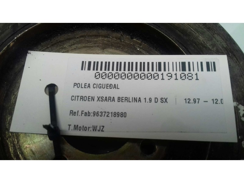 Recambio de polea cigueñal para citroen xsara berlina 1.9 d sx referencia OEM IAM 9637218980  