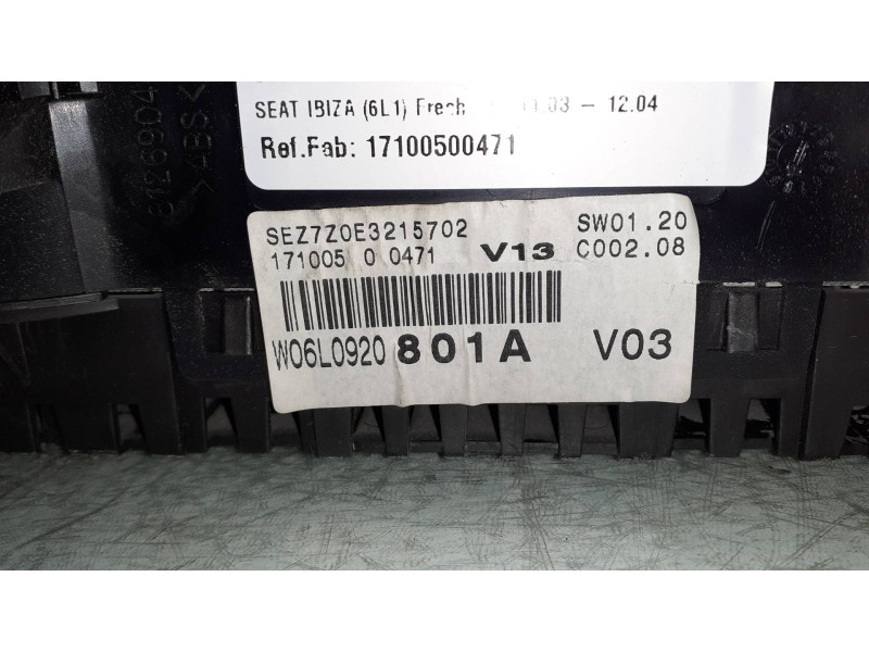 Recambio de cuadro instrumentos para seat ibiza (6l1) fresh referencia OEM IAM 17100500471 81269044 