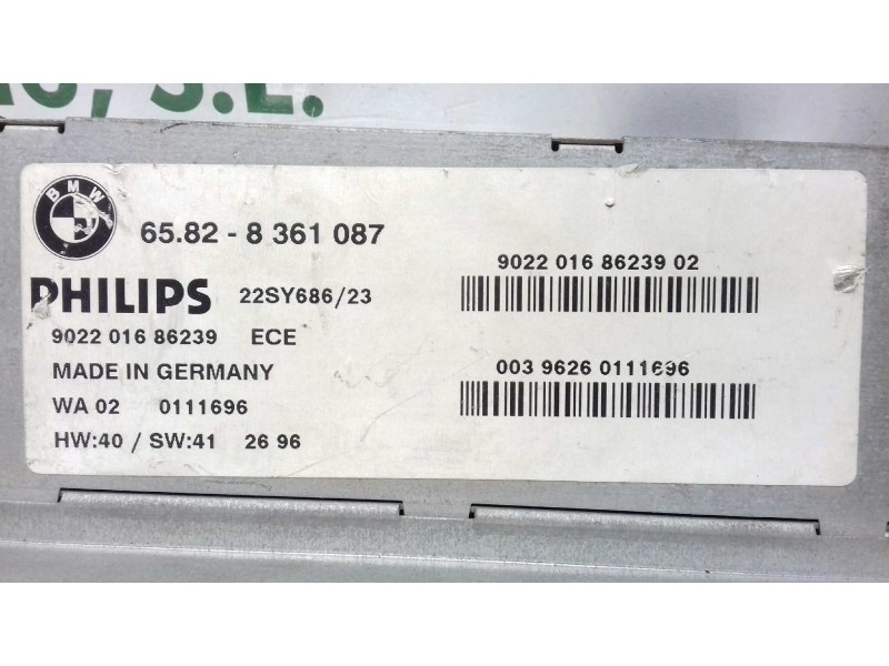 Recambio de sistema audio / radio cd para bmw serie 5 berlina (e39) 523i referencia OEM IAM 65828361087 902201686239 PHILIPS