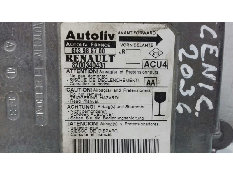 Recambio de centralita airbag para renault scenic ii confort authentique referencia OEM IAM 8200340431 603989700 