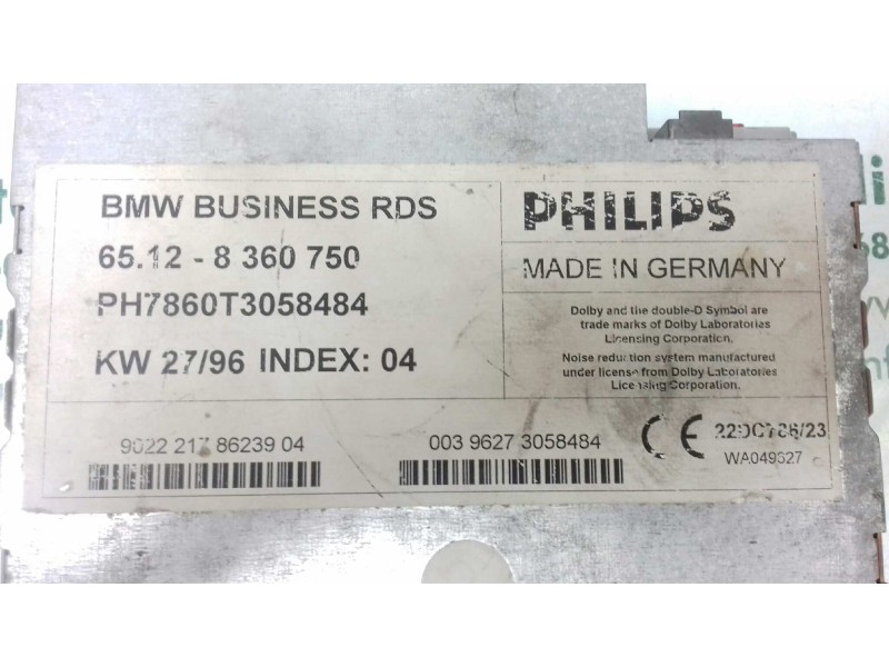 Recambio de sistema audio / radio cd para bmw serie 5 berlina (e39) 528i referencia OEM IAM 65128360750 PH7860T3058484 PHILIDS