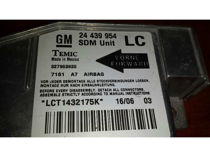 Recambio de centralita airbag para opel corsa c essentia referencia OEM IAM 24439954 LCT1432175K 