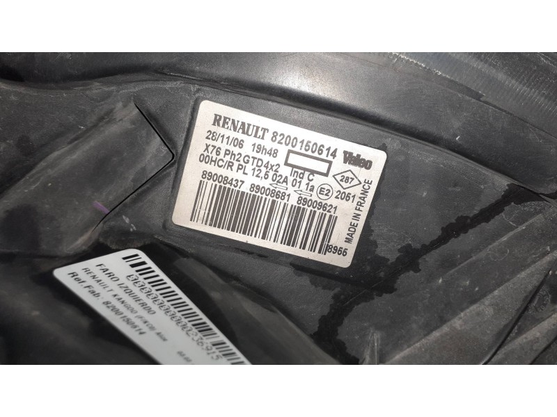 Recambio de faro izquierdo para renault kangoo (f/kc0) alize referencia OEM IAM 8200150614  VALEO