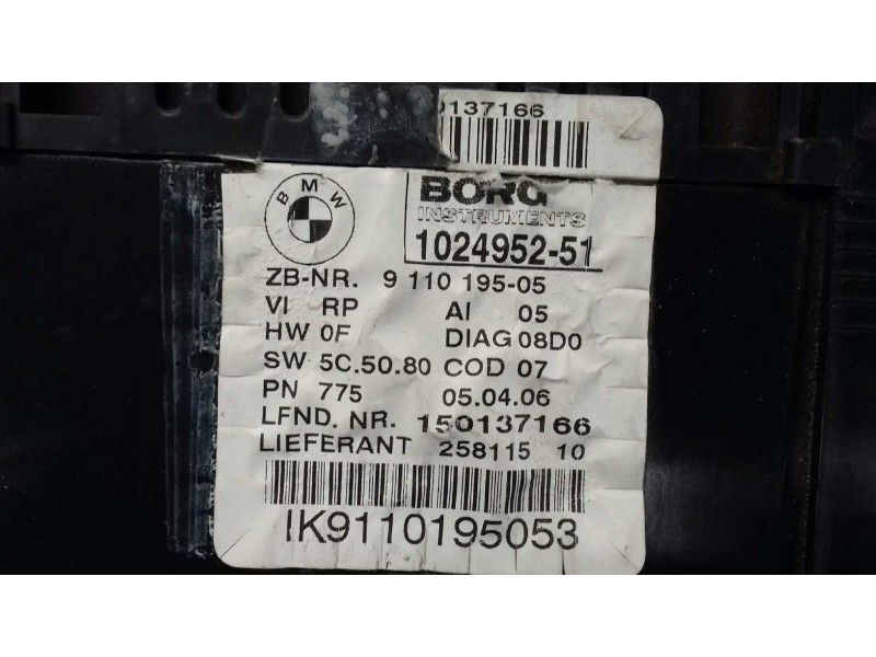 Recambio de cuadro instrumentos para bmw serie 1 berlina (e81/e87) 118d referencia OEM IAM 102495251 911019505 K9110195053