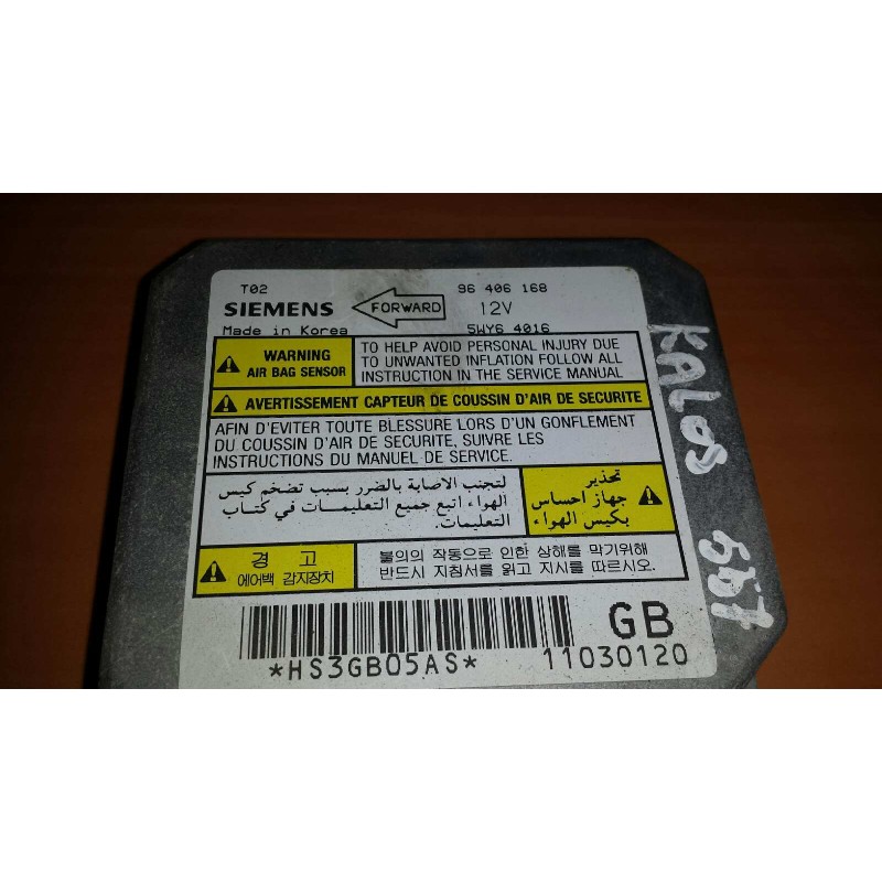 Recambio de centralita airbag para daewoo kalos 1.2 se referencia OEM IAM 96406168 5WY64016 