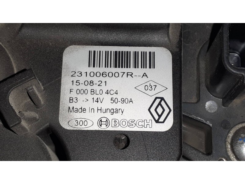 Recambio de alternador para smart fortwo coupe basis (52kw) (453.342) referencia OEM IAM 231006007R BOSCH 90A