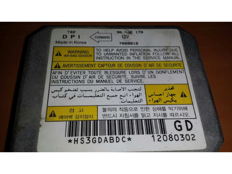 Recambio de centralita airbag para daewoo kalos 1.2 se referencia OEM IAM 96106170 7088816 
