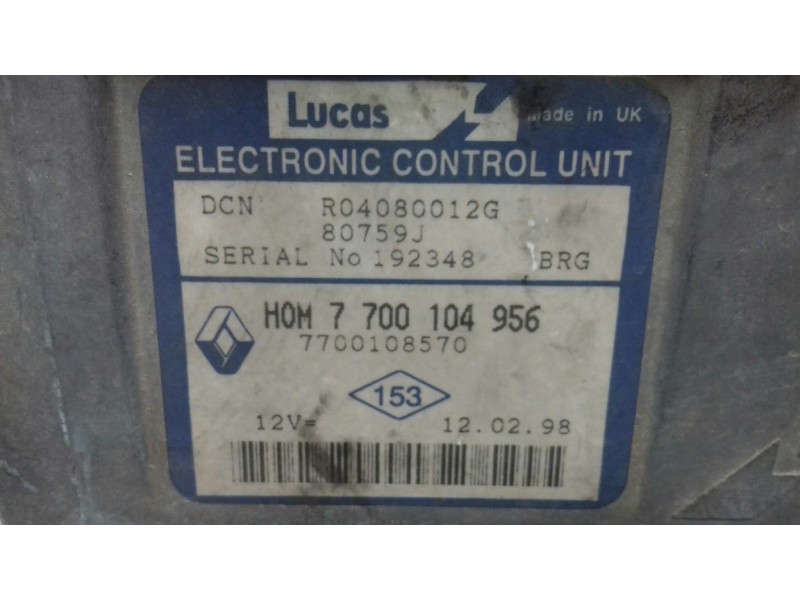 Recambio de centralita motor uce para renault kangoo (f/kc0) alize referencia OEM IAM R04080012G 7700104956 7700108570