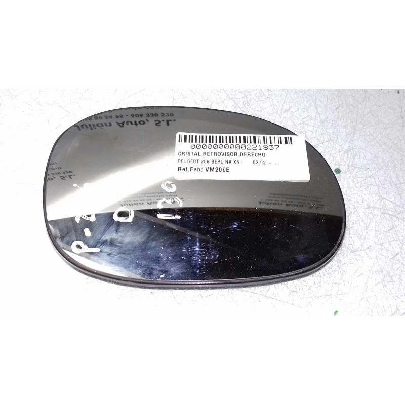 Recambio de cristal retrovisor derecho para peugeot 206 berlina xn referencia OEM IAM VM206E  