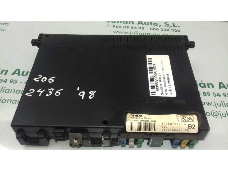 Recambio de caja reles / fusibles para peugeot 206 berlina xn referencia OEM IAM 9626460880 BSI B2 SIEMENS