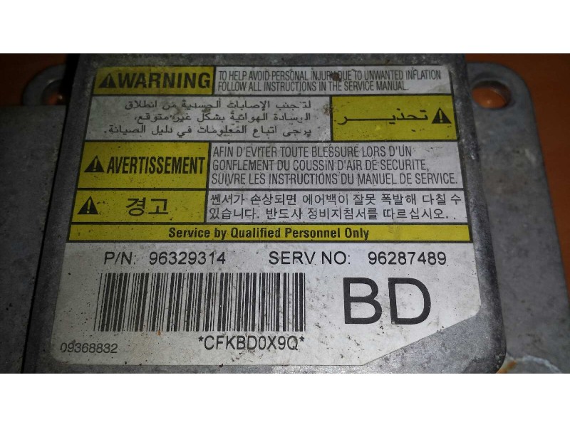 Recambio de centralita airbag para chevrolet nubira berlina se referencia OEM IAM 96329314 96287489  Recambio de centralita airbag para chevrolet nubira berlina se referencia OEM IAM 96329314 96287489